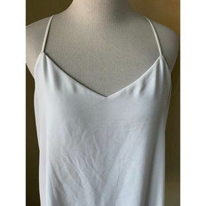 White Sheer Chiffon Spaghetti Strap Split Back V-Neck Cami Tank
